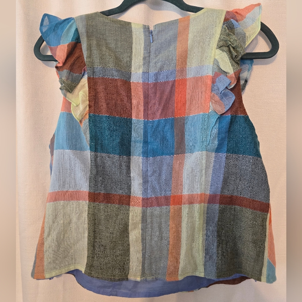Anthropologie Multicolor Plaid Blouse - Picture 2 of 6